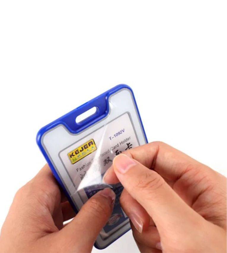 (74x105 mm) 10 Porte-Badges professionnel de travail en plastique Bleu